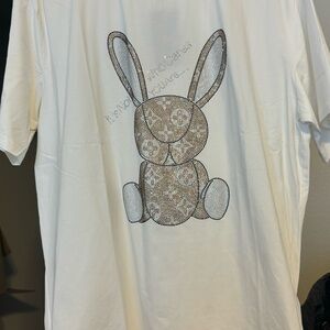 Kids White Graphic Bunny T-Shirt